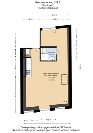 Floorplan - Meeuwerderweg 122B, 9724 EX Groningen